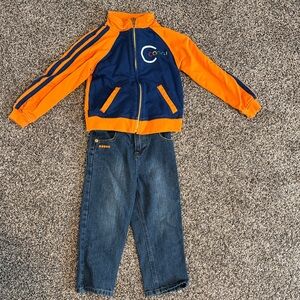 COOGI Vibrant Orange and Navy Jacket with Denim